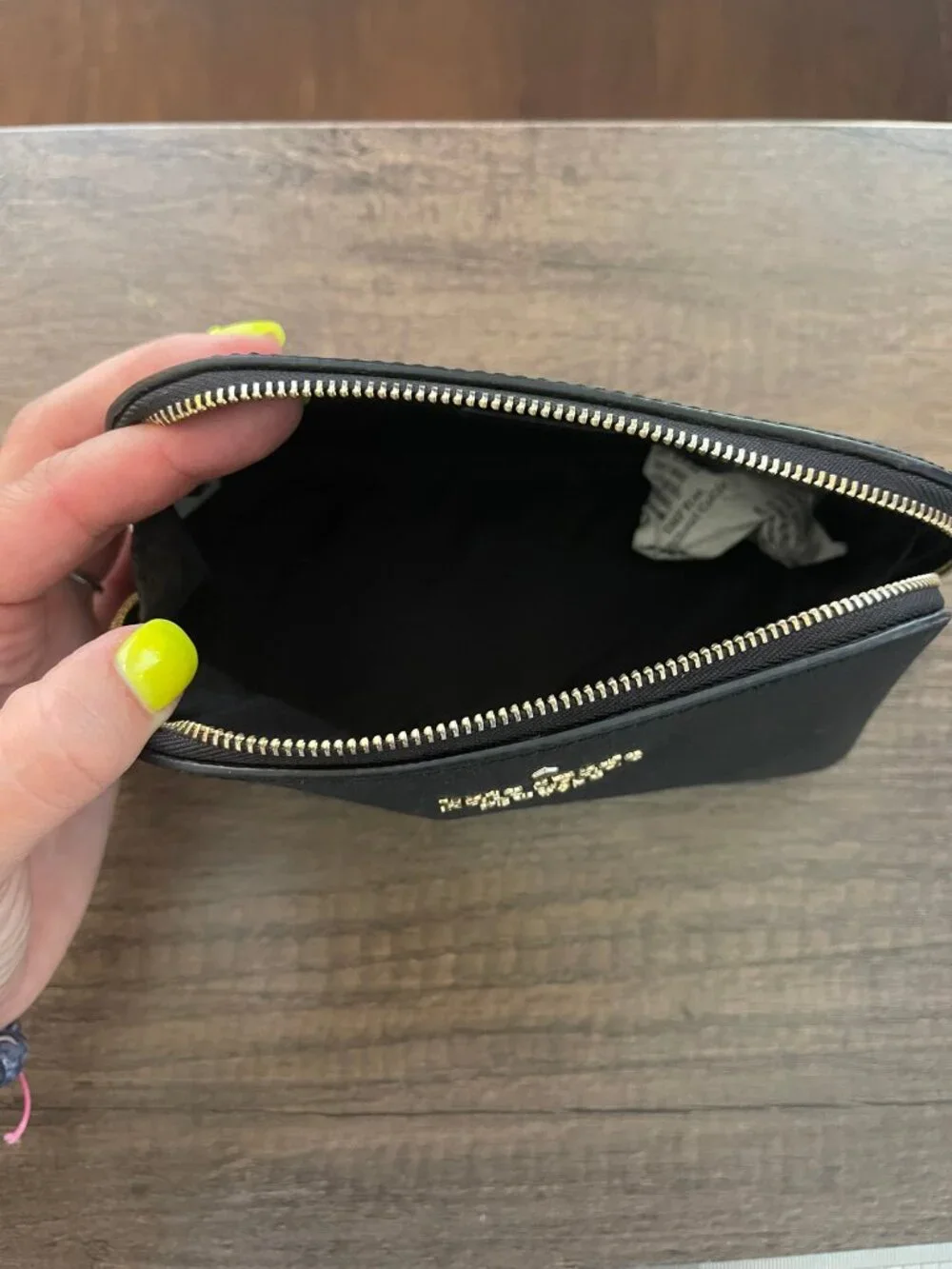 Like New Kate Spade New York Black Leather Zip Pouch Gold Hardware